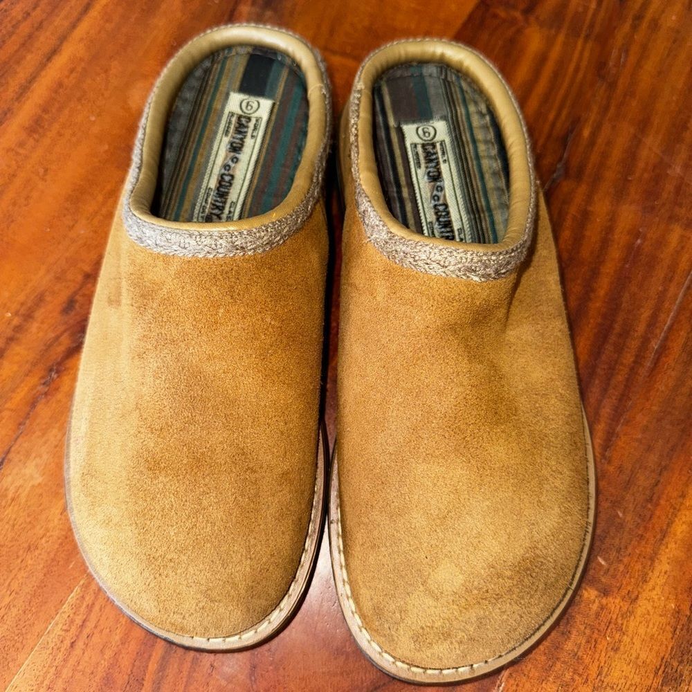 Brown Suede slipon slippers-outdoor sole  sz 6